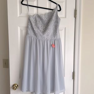 New One Shoulder Blue Formal Knee Length Dress size UK 16/US 12